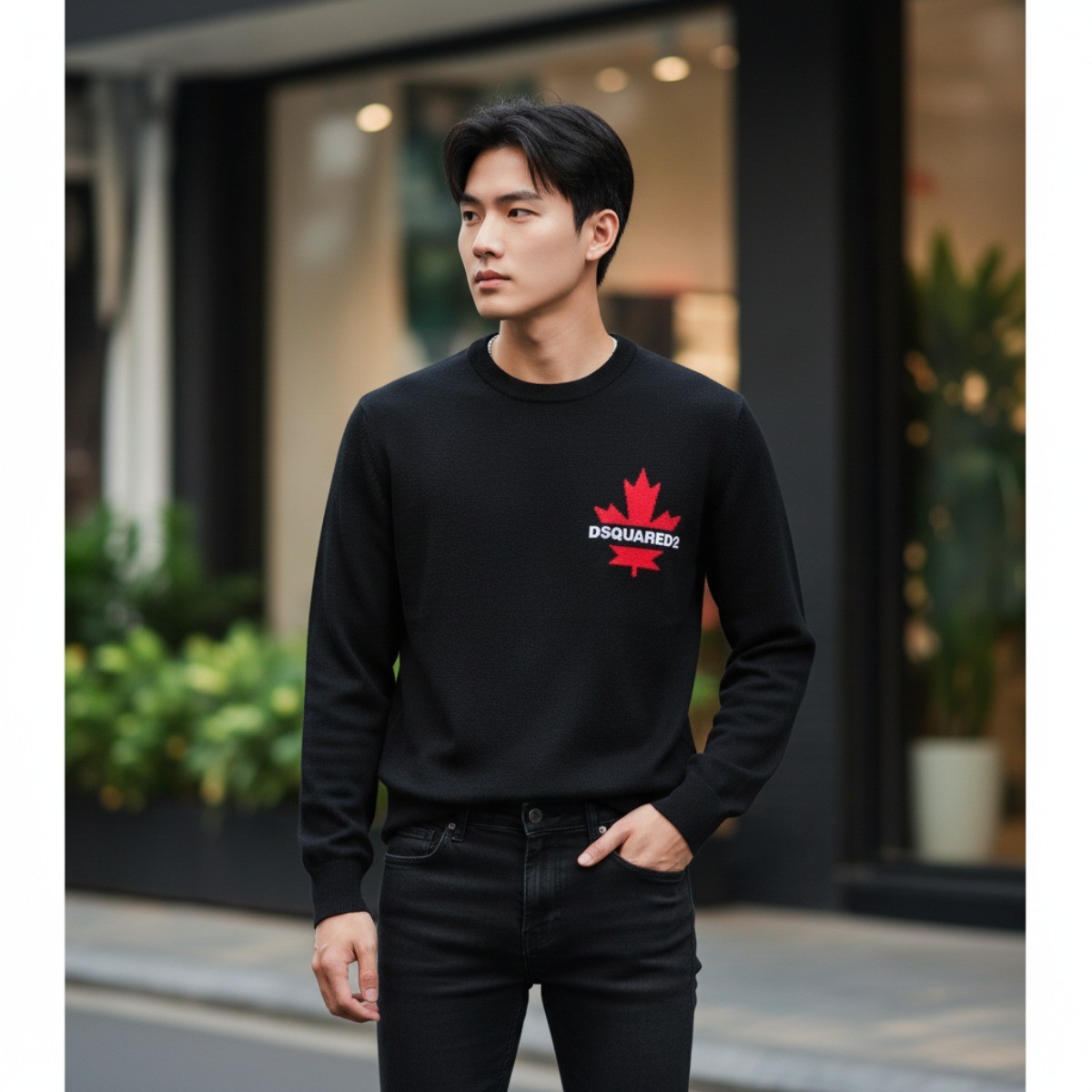 ÁO LEN DSQUARED2 ĐEN CHỮ TRẮNG S74HA1424 S18429 961