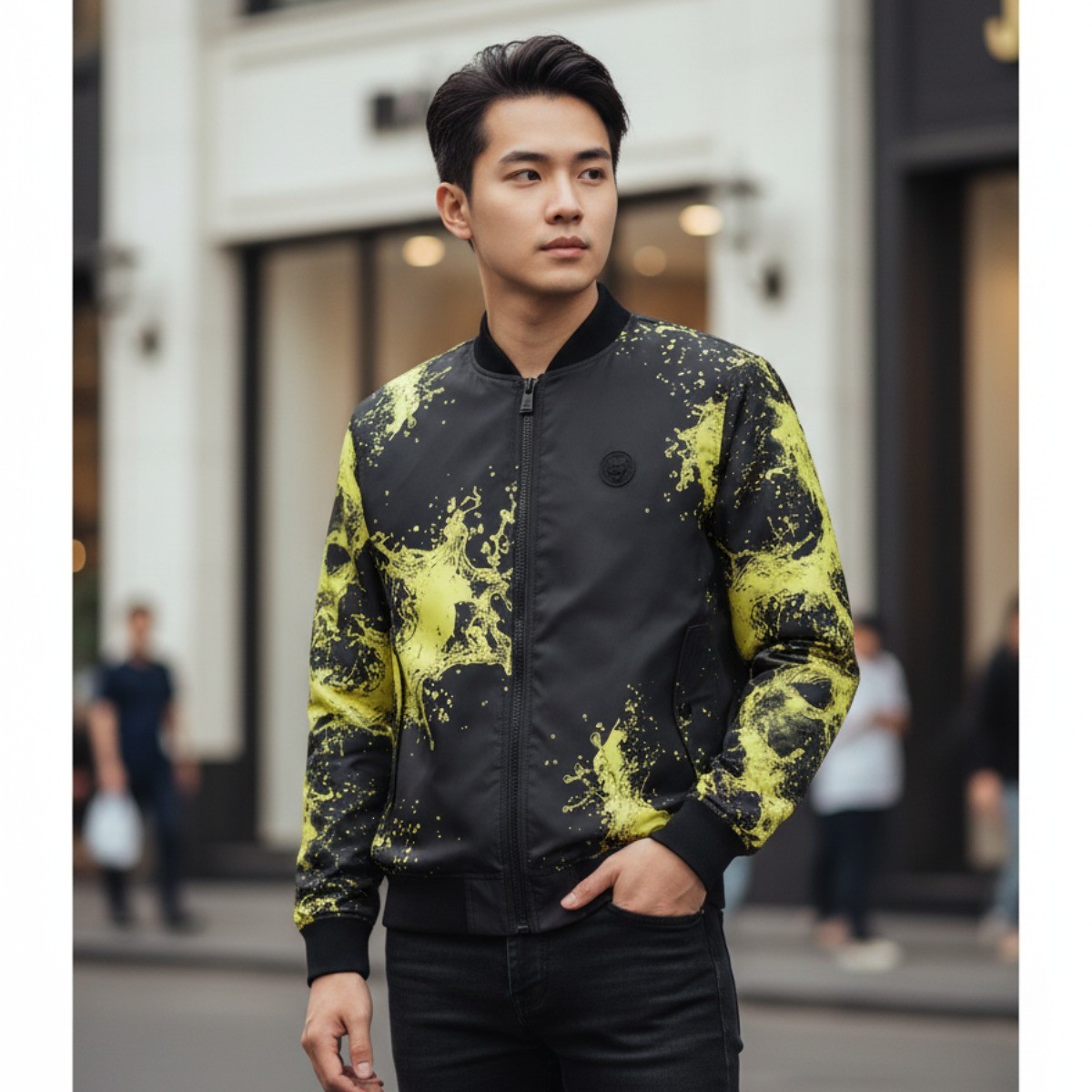 ÁO KHOÁC PHILIPP PLEIN ĐEN HOẠ TIẾT XANH UAEC-MRB2924-SXV005N_02