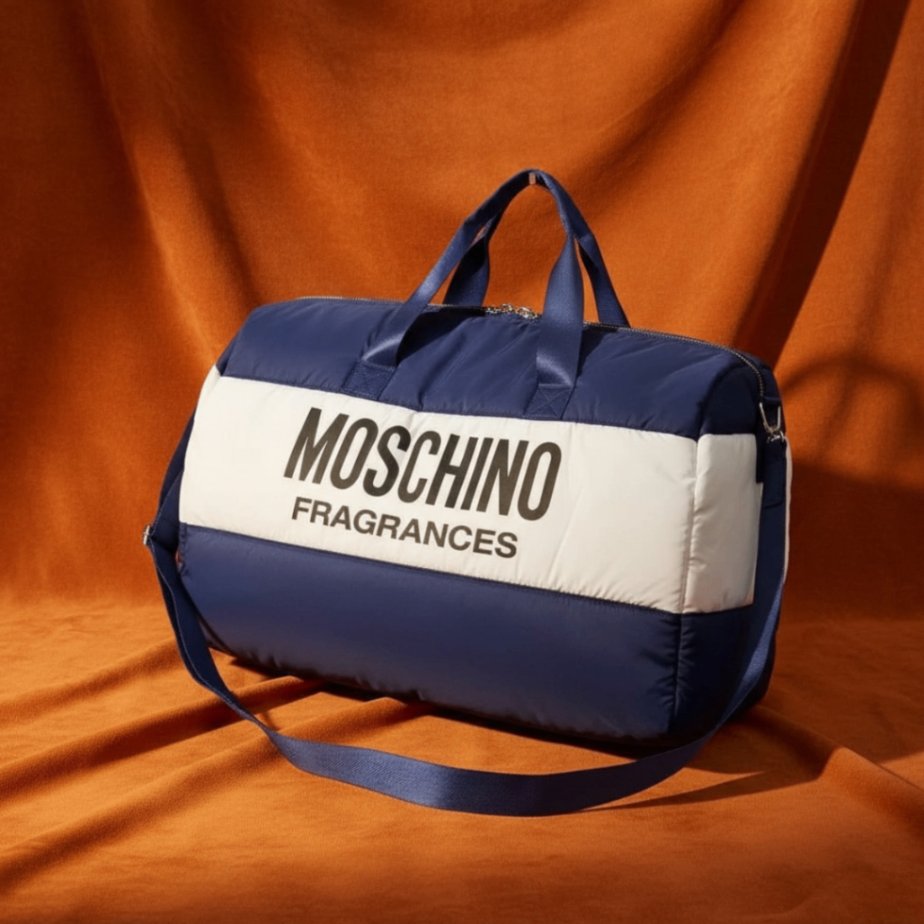 TÚI TRỐNG MOSCHINO XANH KẺ TRẮNG