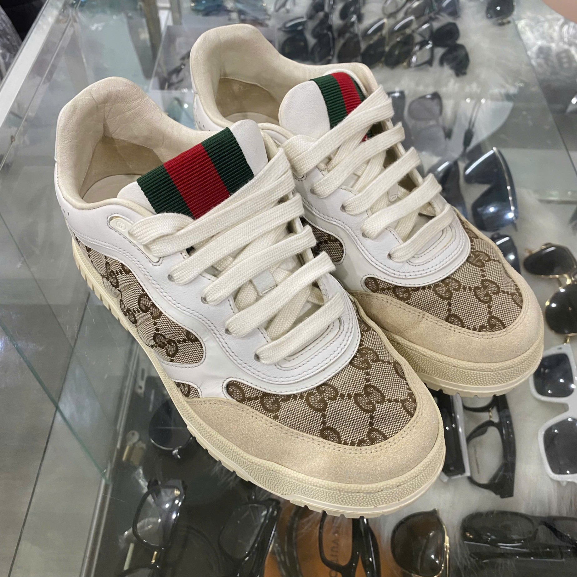 GIÀY SNEAKER GUCCI RE WEB BEIGE 787476 AADHW 9552 LIKE NEW