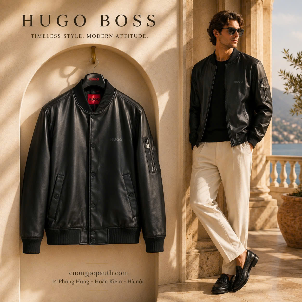 ÁO BOMBER HUGO BOSS ĐEN DA K4402