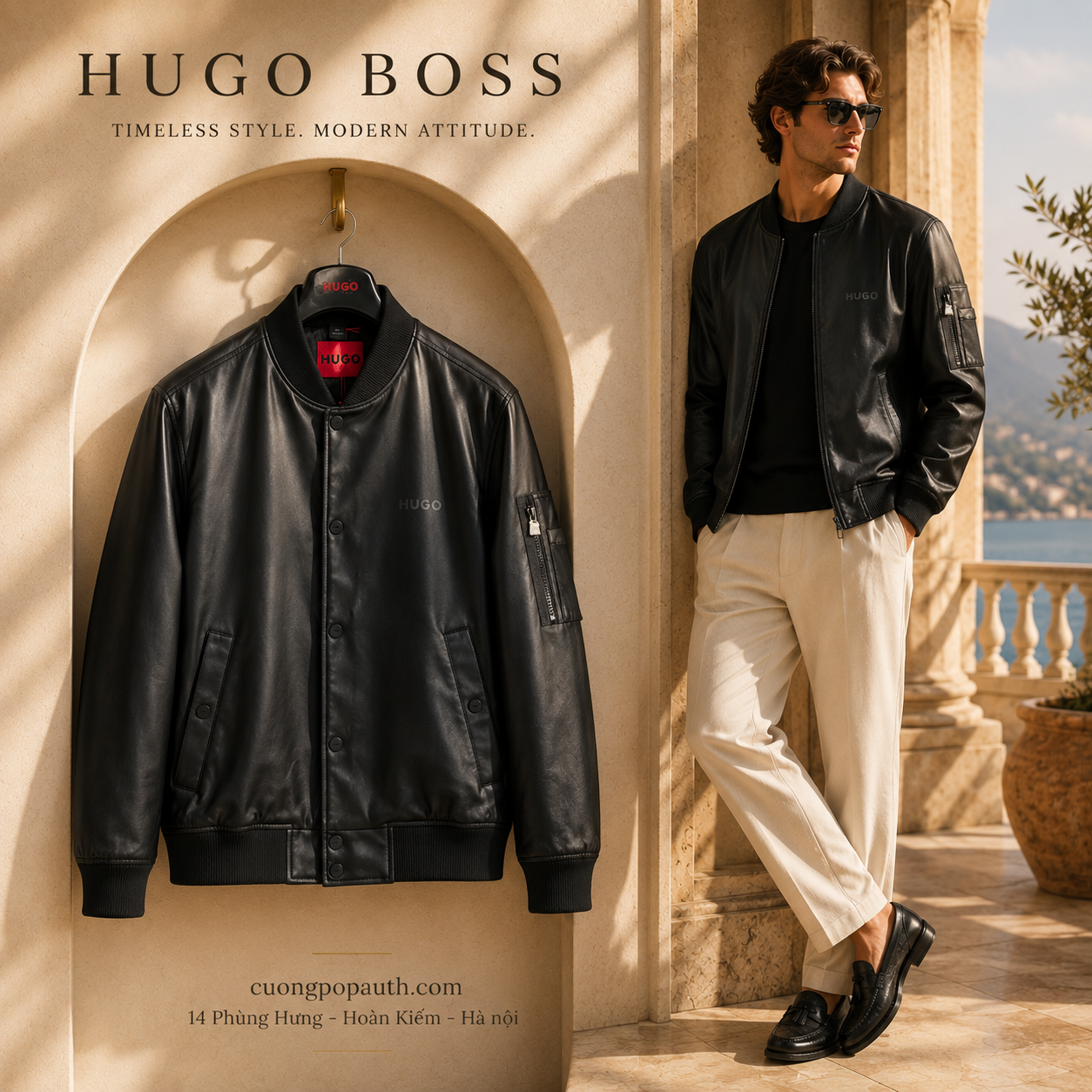 ÁO BOMBER HUGO BOSS ĐEN DA K4402