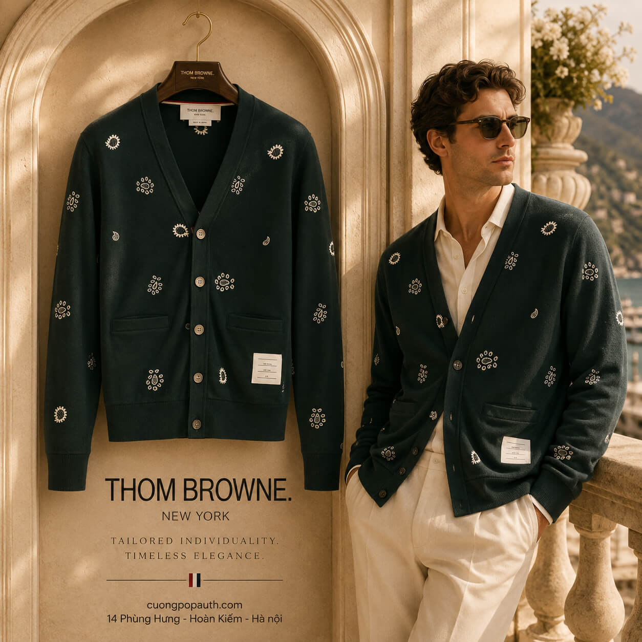 ÁO CARDIGAN THOM BROWNE GREEN MJT402E J0089