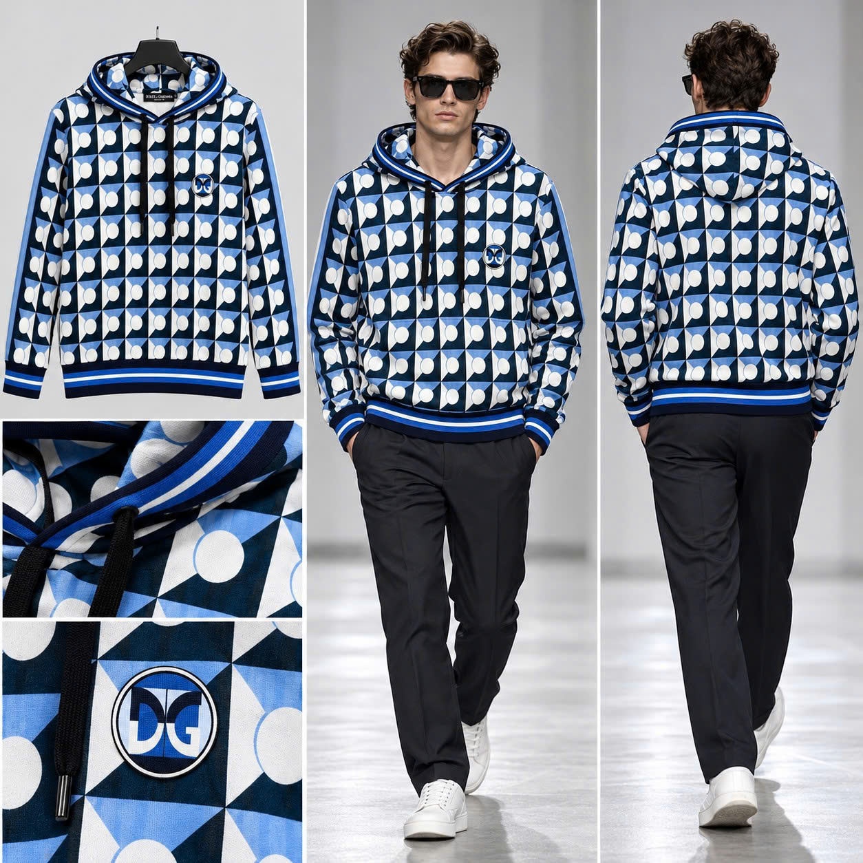 ÁO HOODIE DOLCE HOẠ TIẾT XANH TRẮNG T326999963
