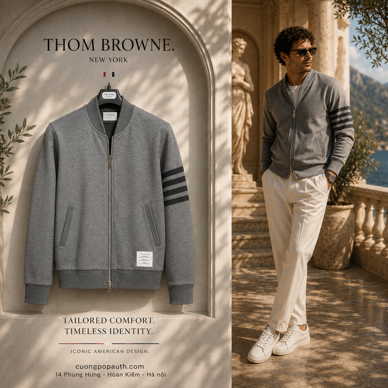 ÁO KHOÁC JACKET THOM BROWNE XÁM L1092