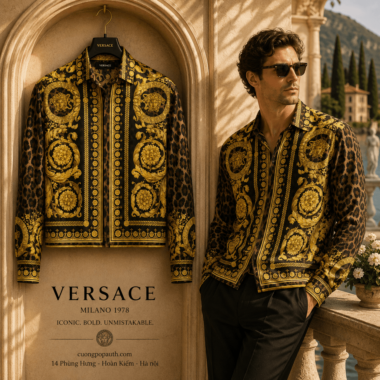 ÁO KHOÁC VERSACE HOẠ TIẾT VÀNG 1016717 1A12366 5N440C