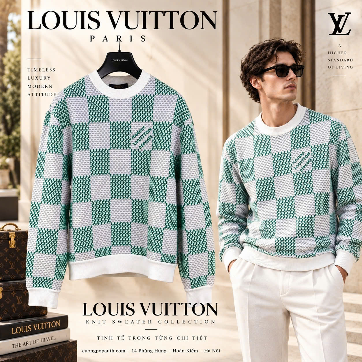 ÁO LEN DỆT KIM LOUIS VUITTON DAMIER L1902334