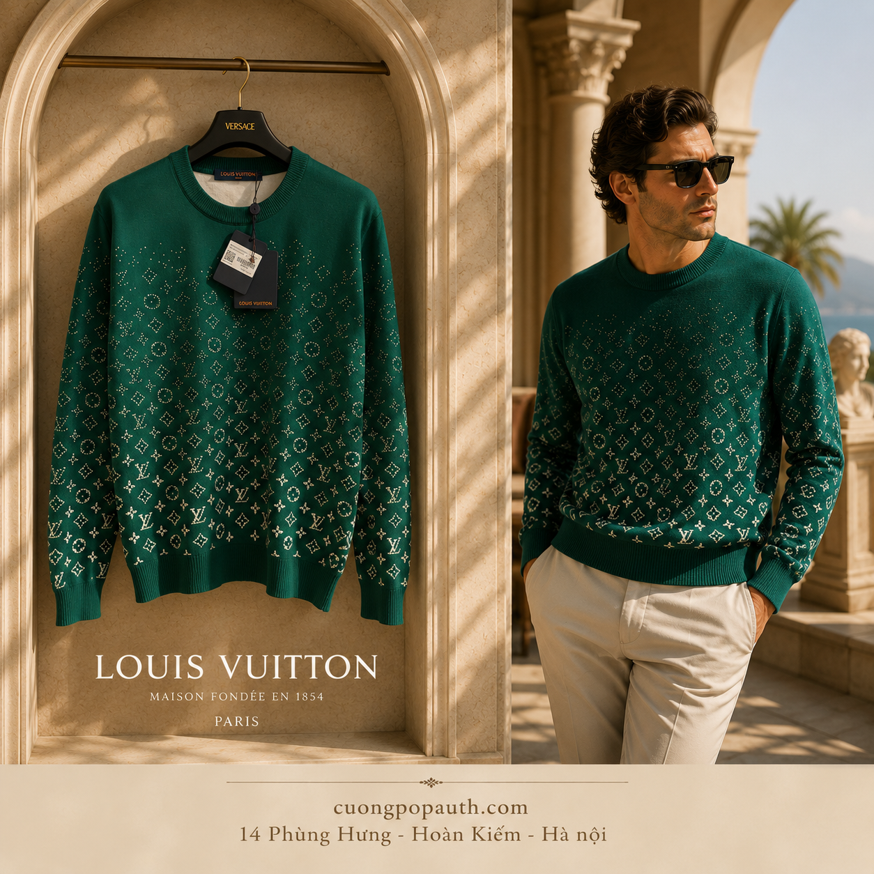 ÁO LEN LOUIS VUITTON XANH LÁ L369