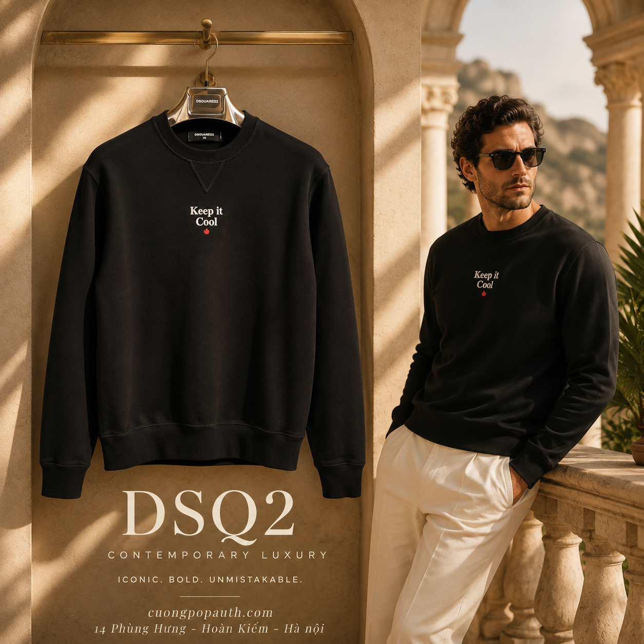 ÁO NỈ DSQUARED2 ĐEN K2091