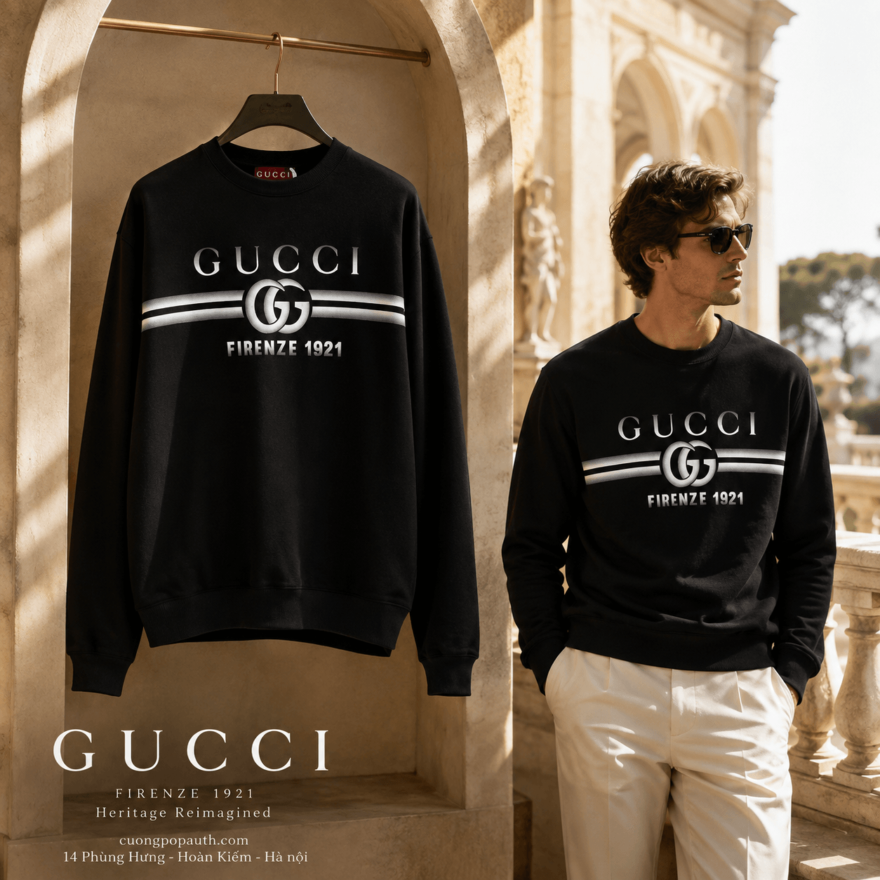 ÁO NỈ GUCCI ĐEN CHỮ TRẮNG 784413 XJGKQ 1152
