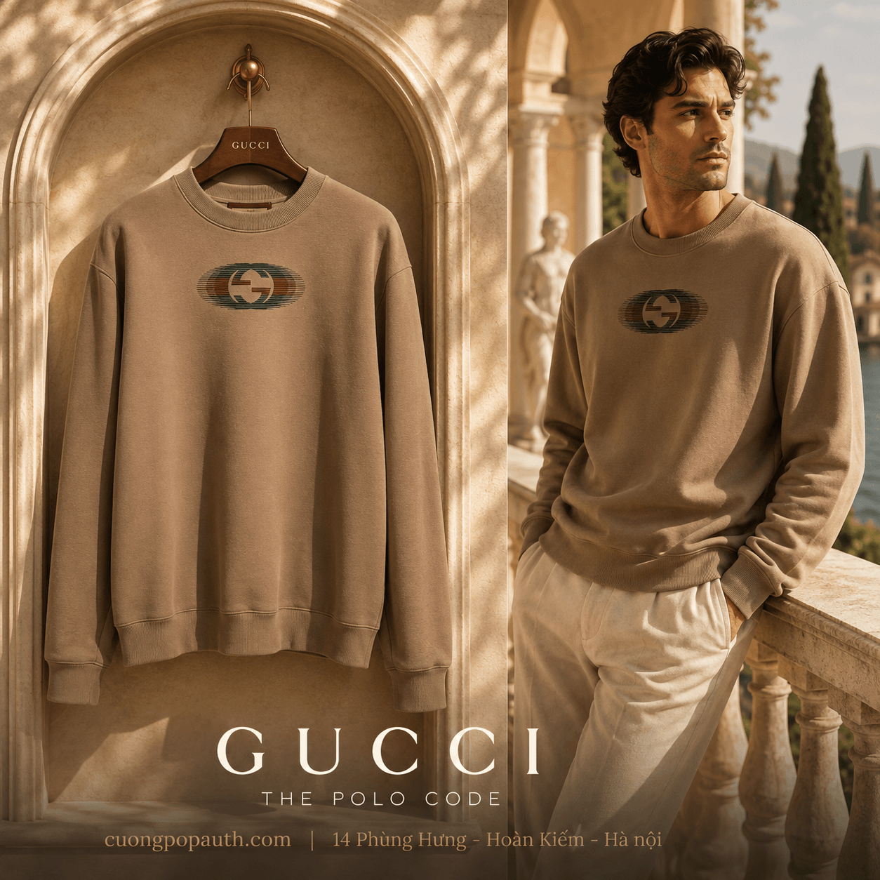 ÁO NỈ GUCCI NÂU HOẠ TIẾT NGỰC 784413 XJGP7 2293