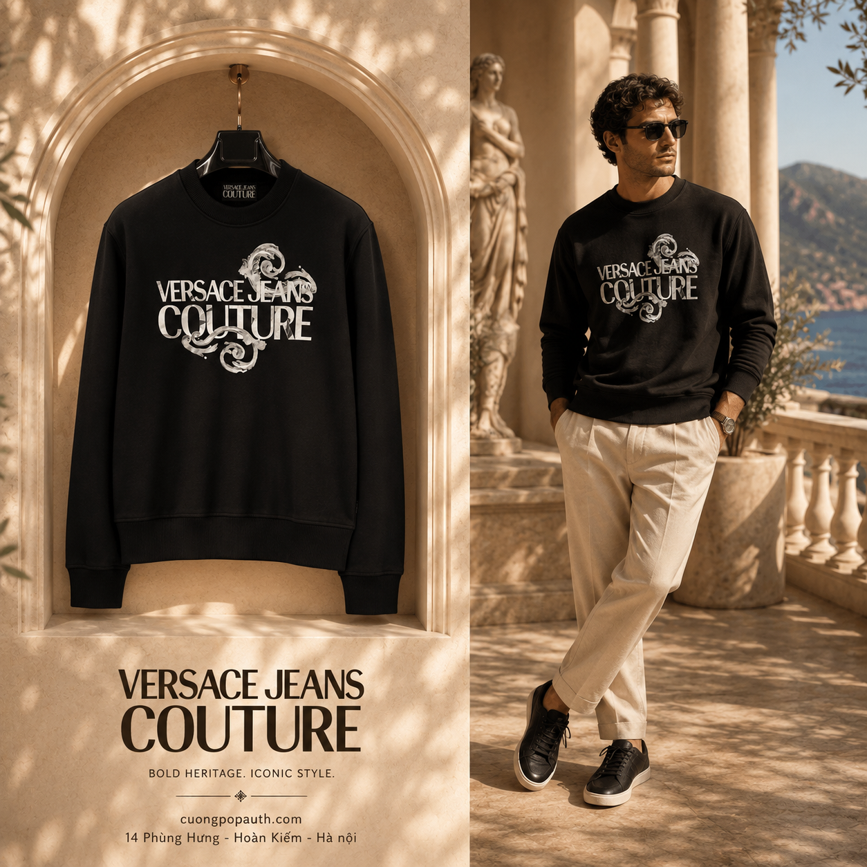 ÁO NỈ VERSACE JEANS COUTURE ĐEN K1029