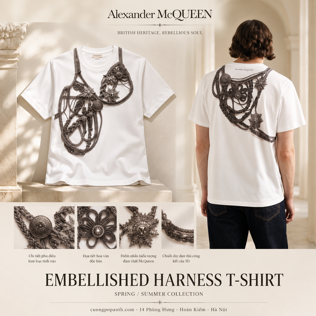 ÁO PHÔNG ALEXANDER MCQUEEN TRẮNG HỌA TIẾT 781987 QTABF 0972