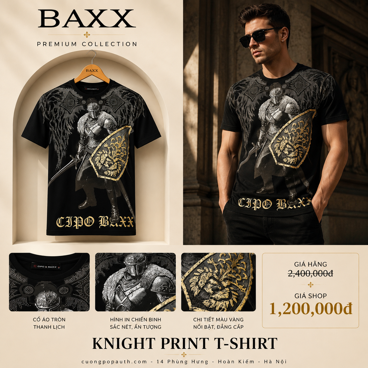 ÁO PHÔNG BAXX HIỆP SĨ CẦM KHIÊN ĐEN 1CI22O01M-A11DEN