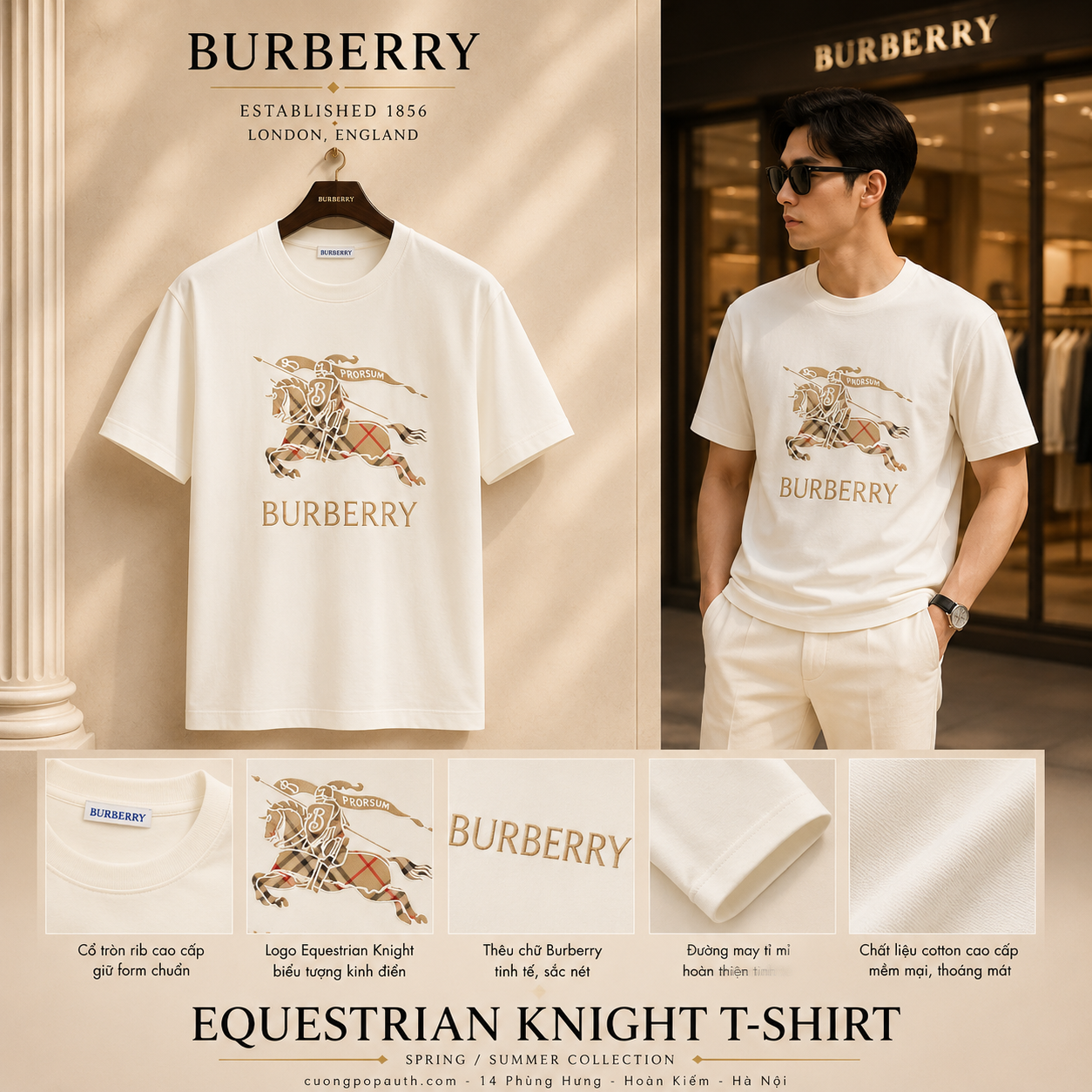 ÁO PHÔNG BURBERRY TRẮNG NGỰA 8119014