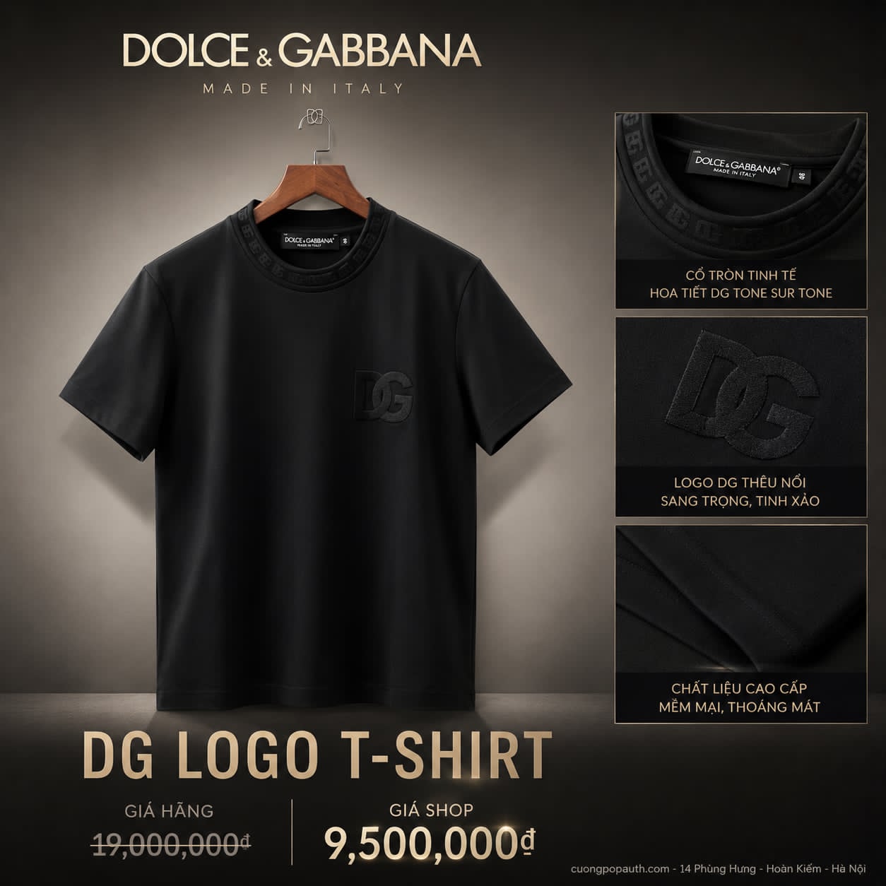 ÁO PHÔNG DOLCE ĐEN CHỮ DG THÊU G8PJ4Z HU7MA