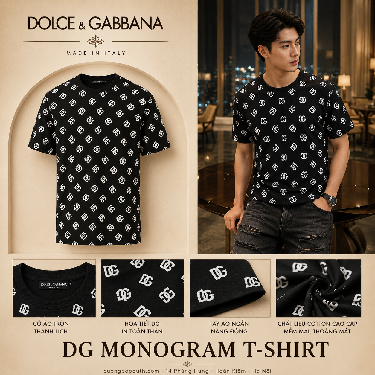 ÁO PHÔNG DOLCE ĐEN CHỮ DG TRẮNG G8PB8TG7L5EN0000