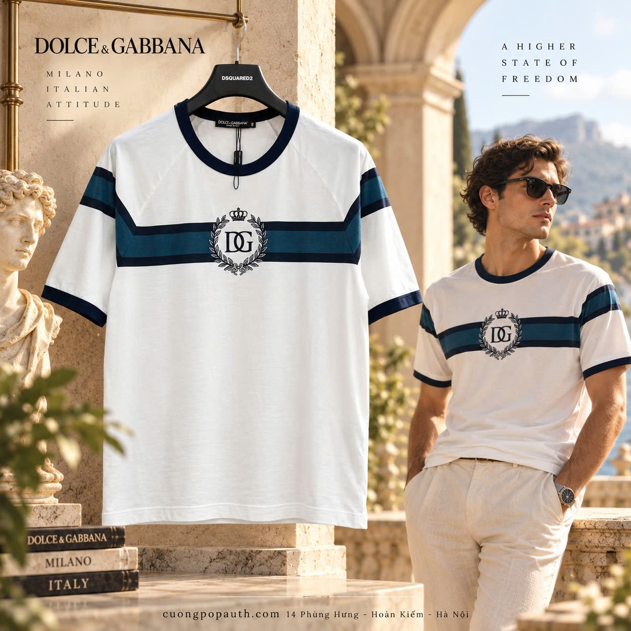 ÁO PHÔNG DOLCE GABBANA TRẮNG K40316