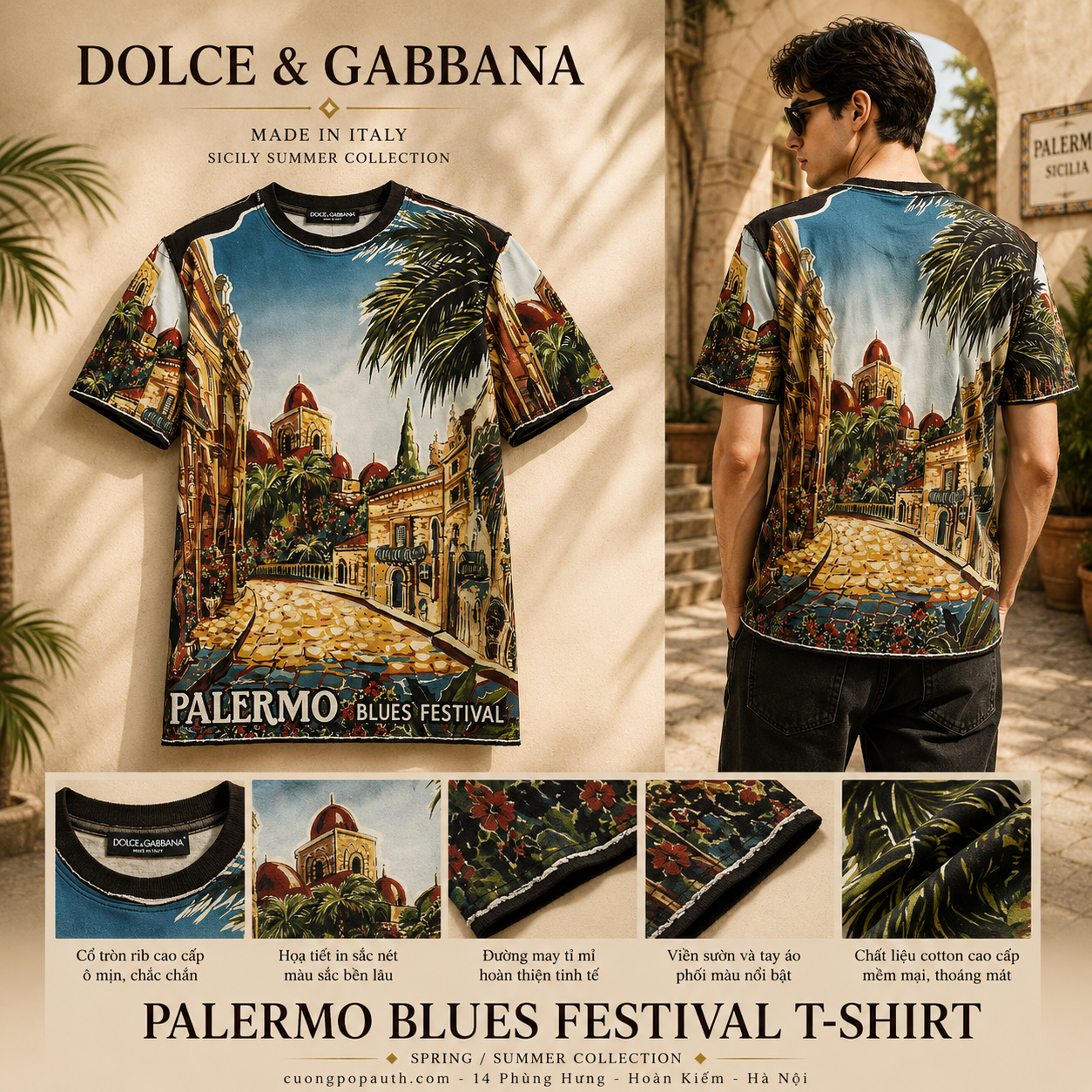 ÁO PHÔNG DOLCE PALERMO G8HC7T HP7DA