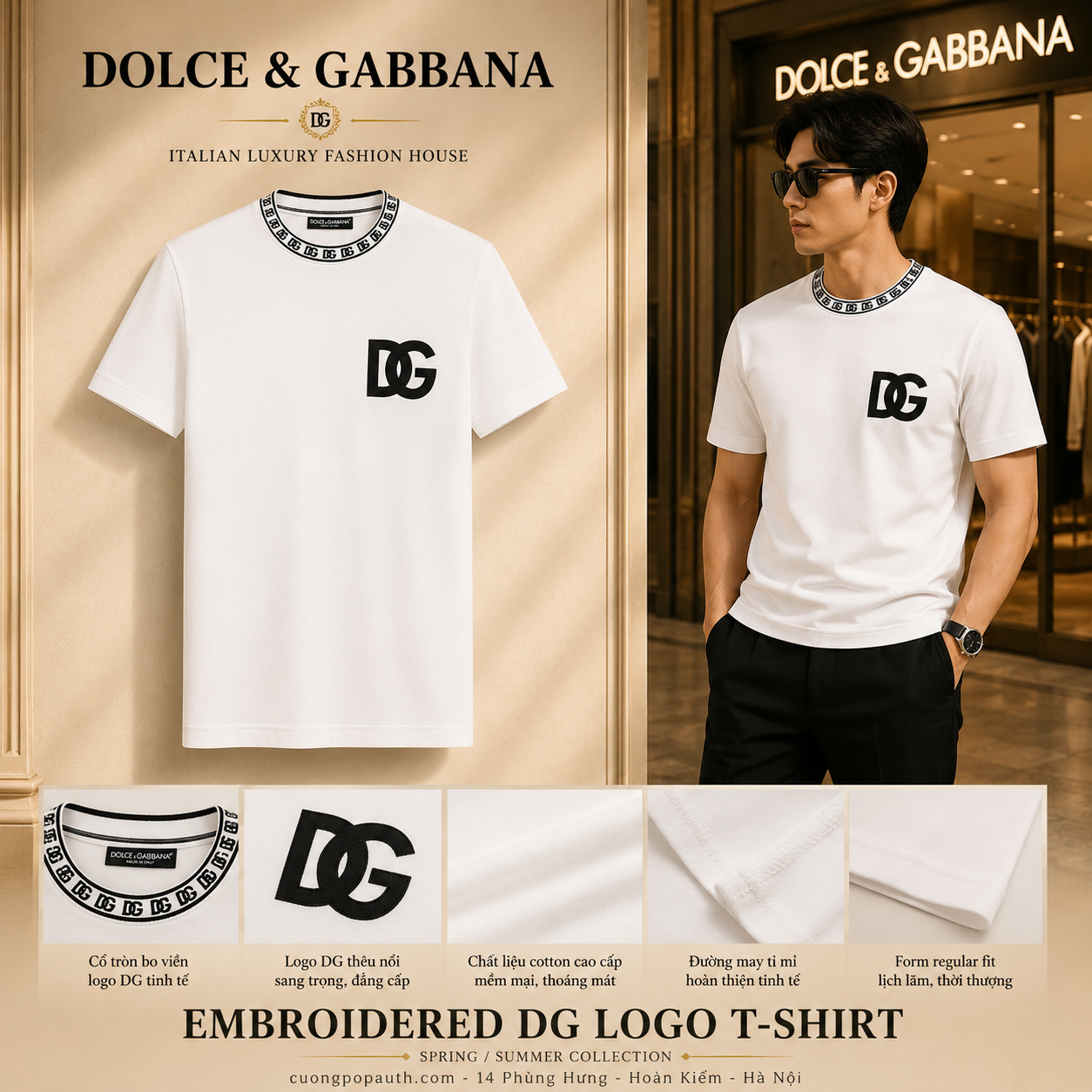 ÁO PHÔNG DOLCE TRẮNG CHỮ DG ĐEN G8PJ4Z HU7MA