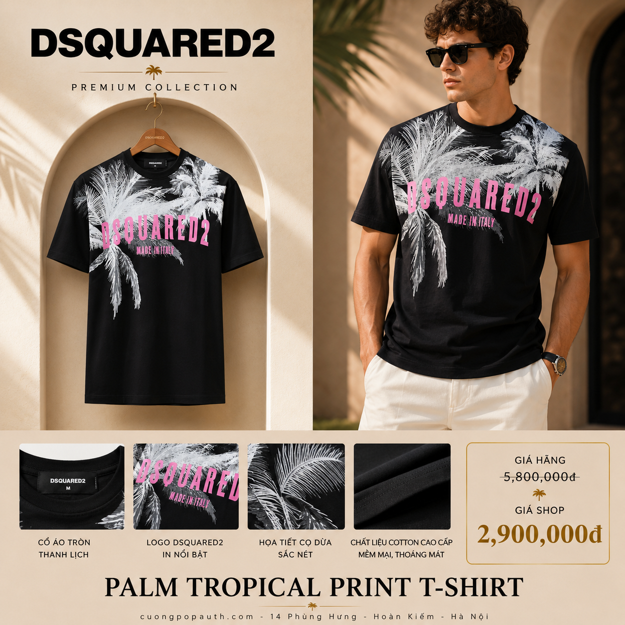 ÁO PHÔNG DSQUARED2 ĐEN S74GD1098S23009900