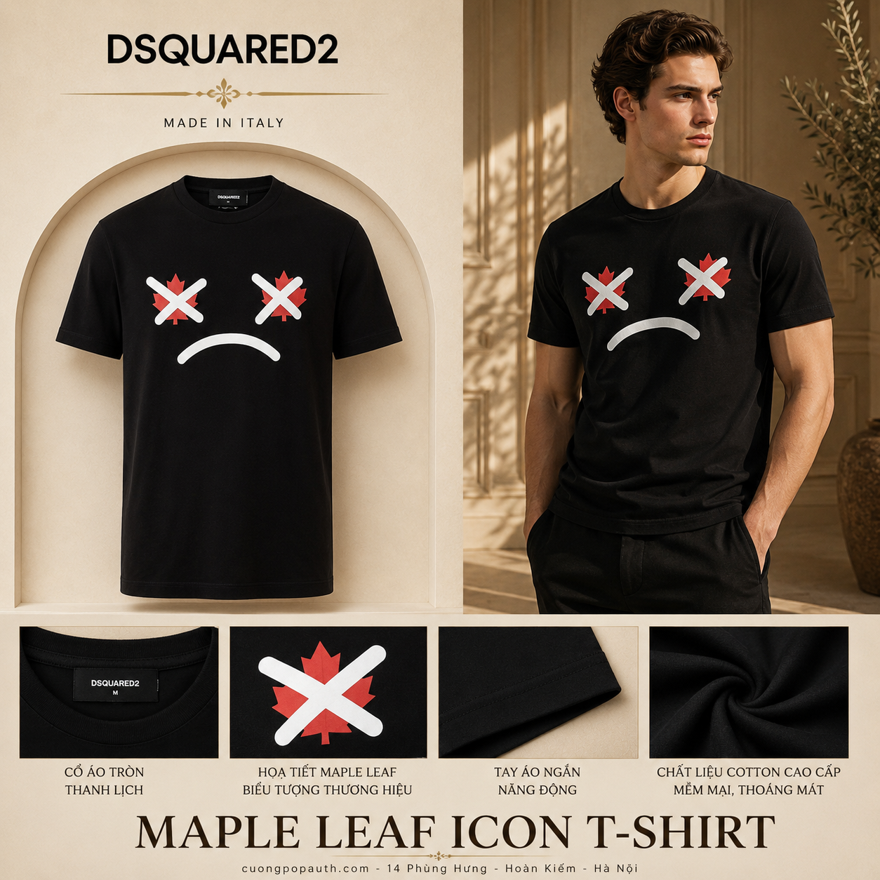 ÁO PHÔNG DSQUARED2 ĐEN S74GD1154S23009900