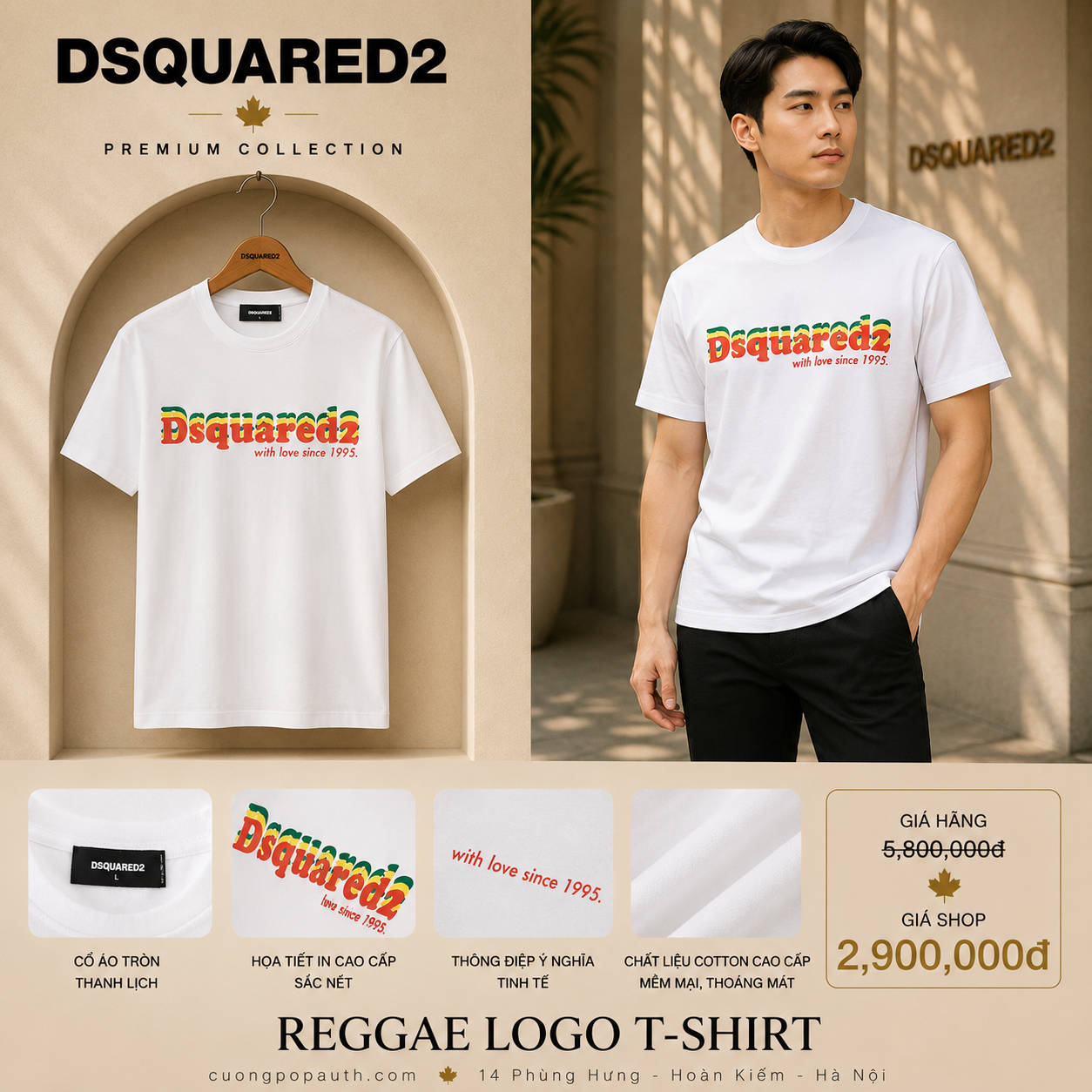 ÁO PHÔNG DSQUARED2 TRẮNG S71GD1253S23009100