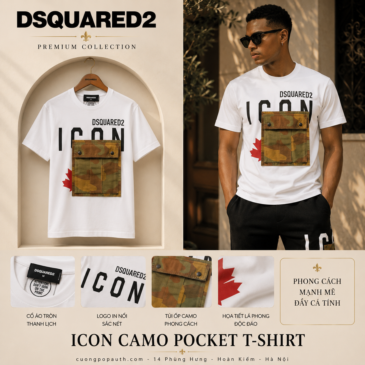 ÁO PHÔNG DSQUARED2 TRẮNG S79GC0032100