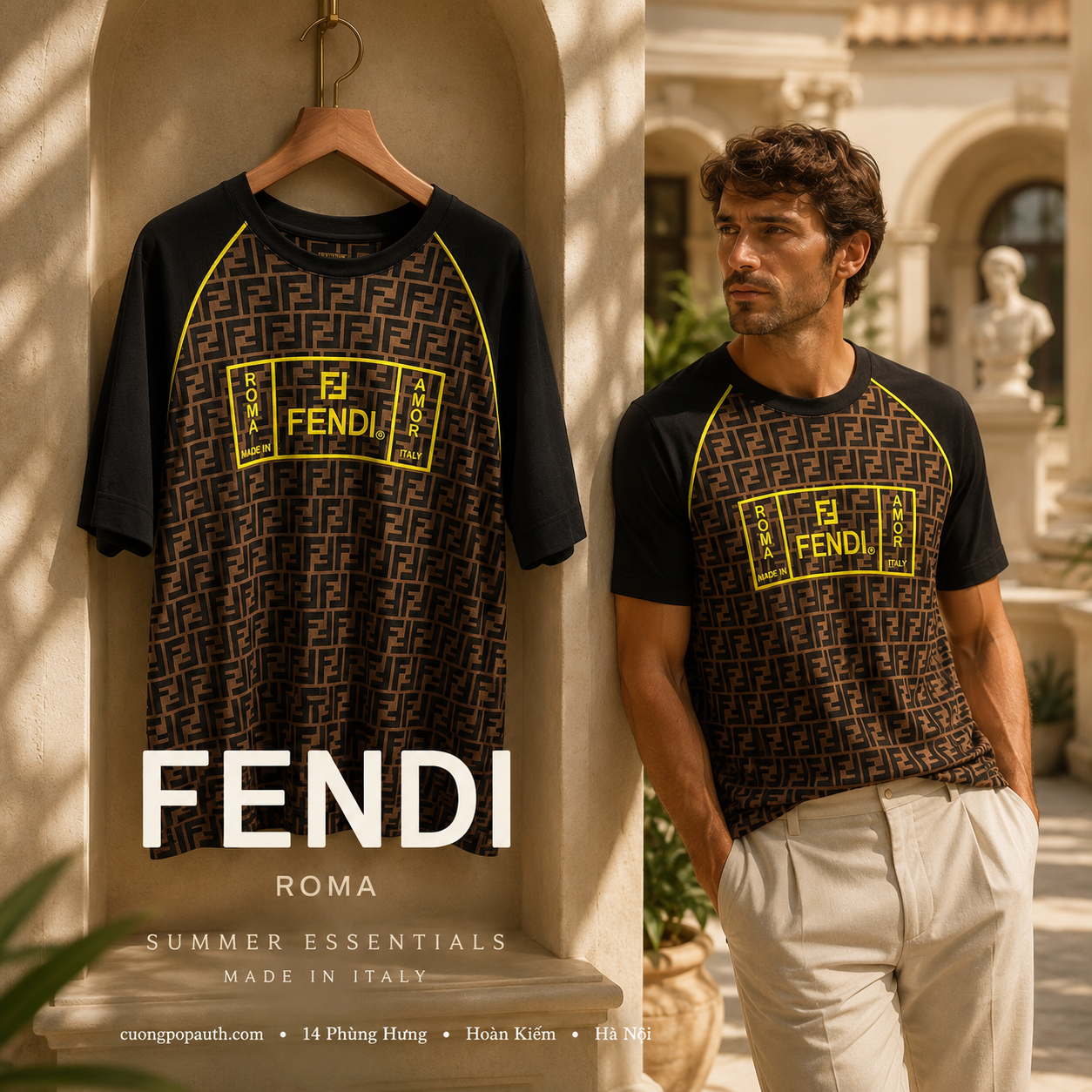 ÁO PHÔNG FENDI NHIỀU CHỮ FD19WTS125.158
