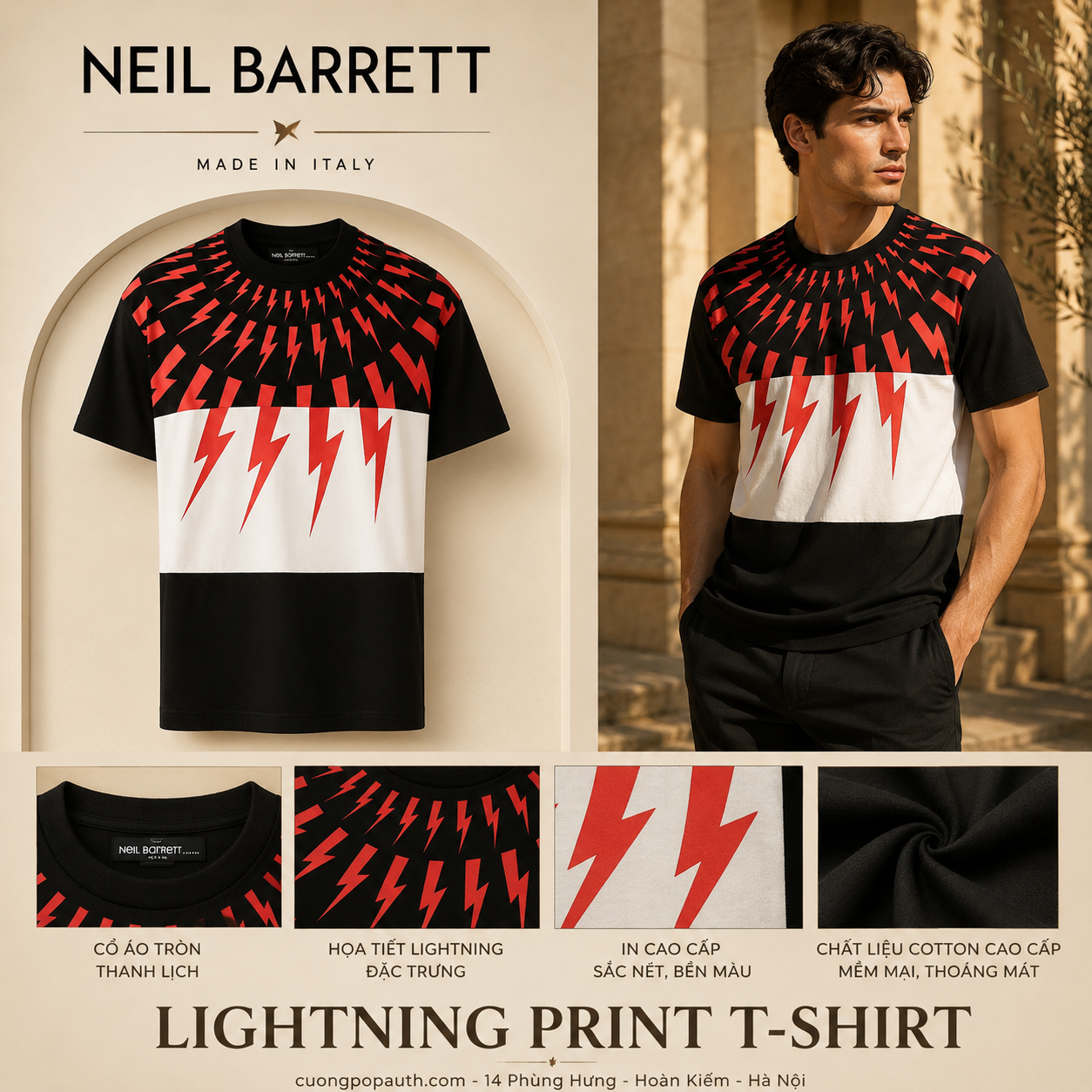 ÁO PHÔNG NEILL BARRETT SÉT ĐỎ PBJT157U508S3551