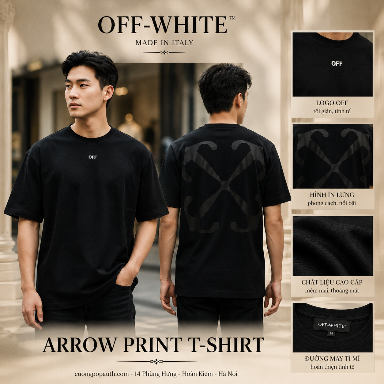 ÁO PHÔNG OFF-WHITE ĐEN CHỮ TRẮNG NGỰC 44MAA027G5J0091001
