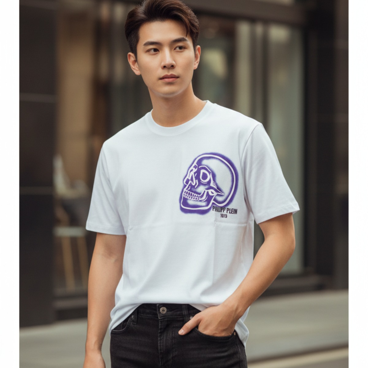 ÁO PHÔNG PHILIPP PLEIN TRẮNG ĐẦU LÂU XANH LADC-MTK8550-PJY002N_01