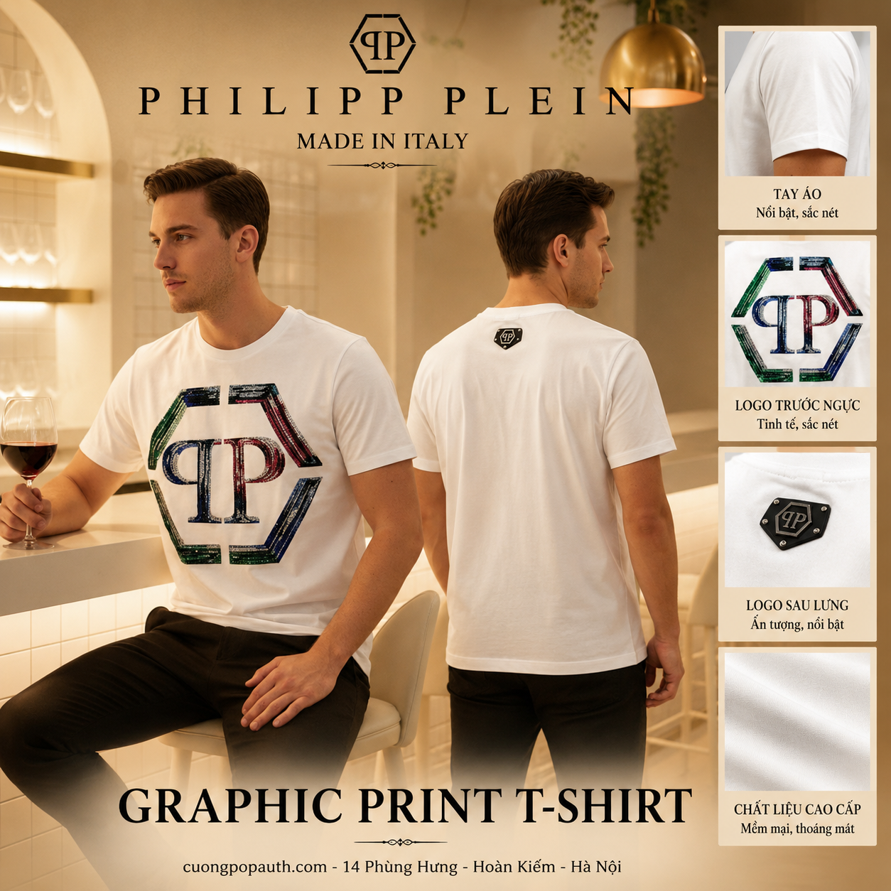 ÁO PHÔNG PHILIPP PLEIN TRẮNG HỌA TIẾT UADC-MTK7967-PJY002N_01