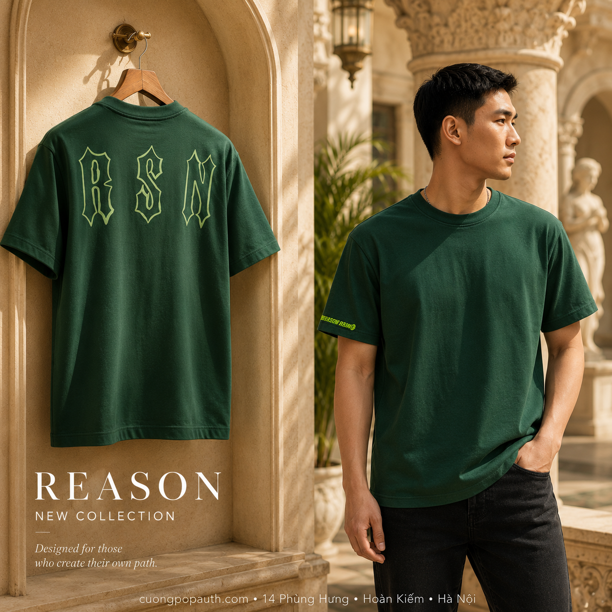 ÁO PHÔNG REASON GREEN NHIỀU HOẠ TIẾT F24-23
