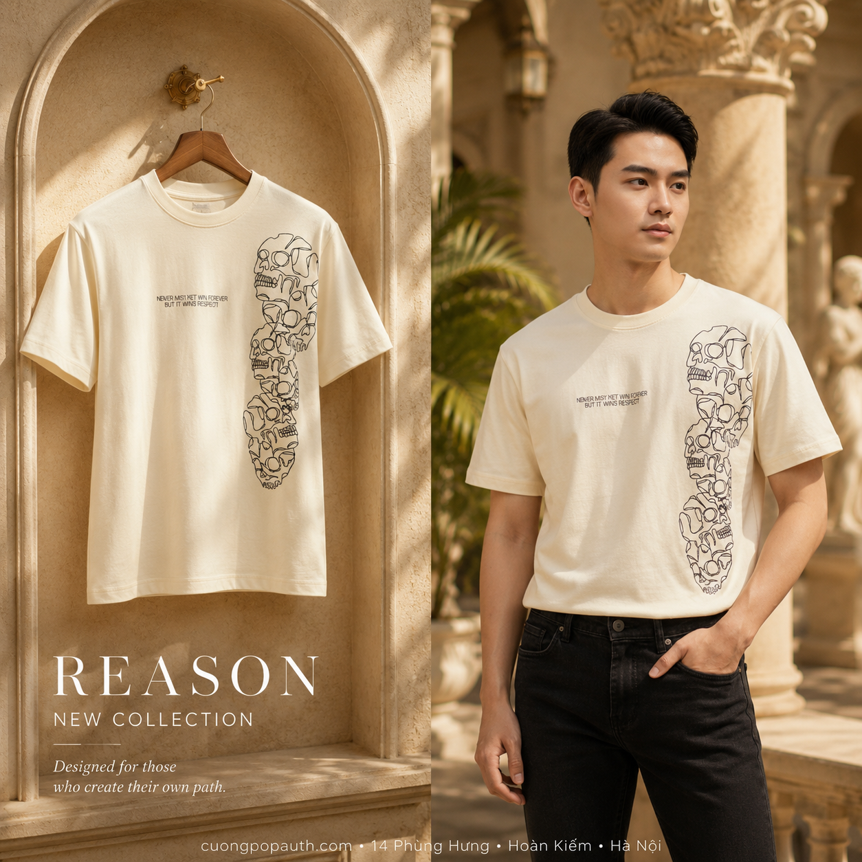 ÁO PHÔNG REASON KHAKI NHIỀU HOẠ TIẾT F439