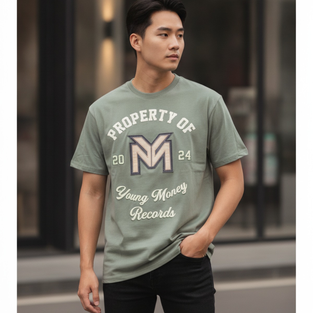 ÁO PHÔNG REASON OLIVE GREEN NHIỀU CHỮ RLW-15