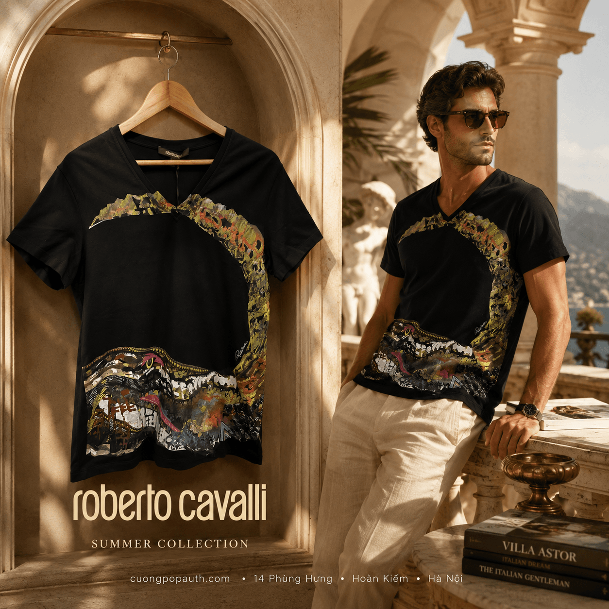 ÁO PHÔNG ROBERTO CAVALLI LN035 NEW TRƯNG BÀY