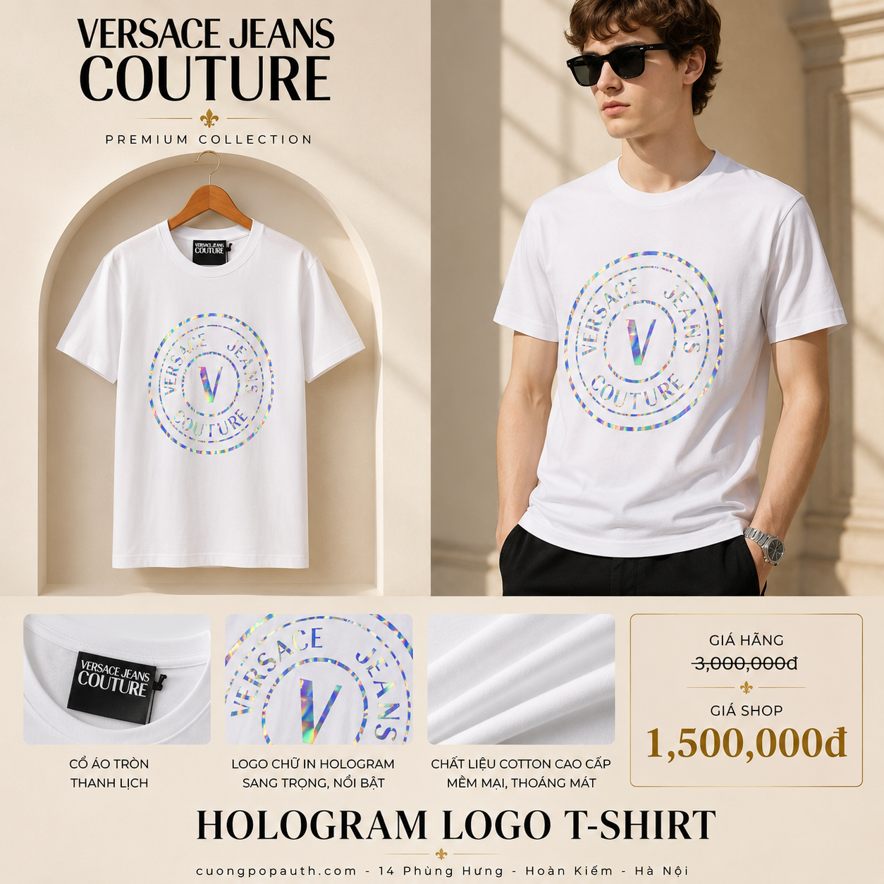 ÁO PHÔNG VERSACE TRẮNG 73GAHG07 CJ00G 003