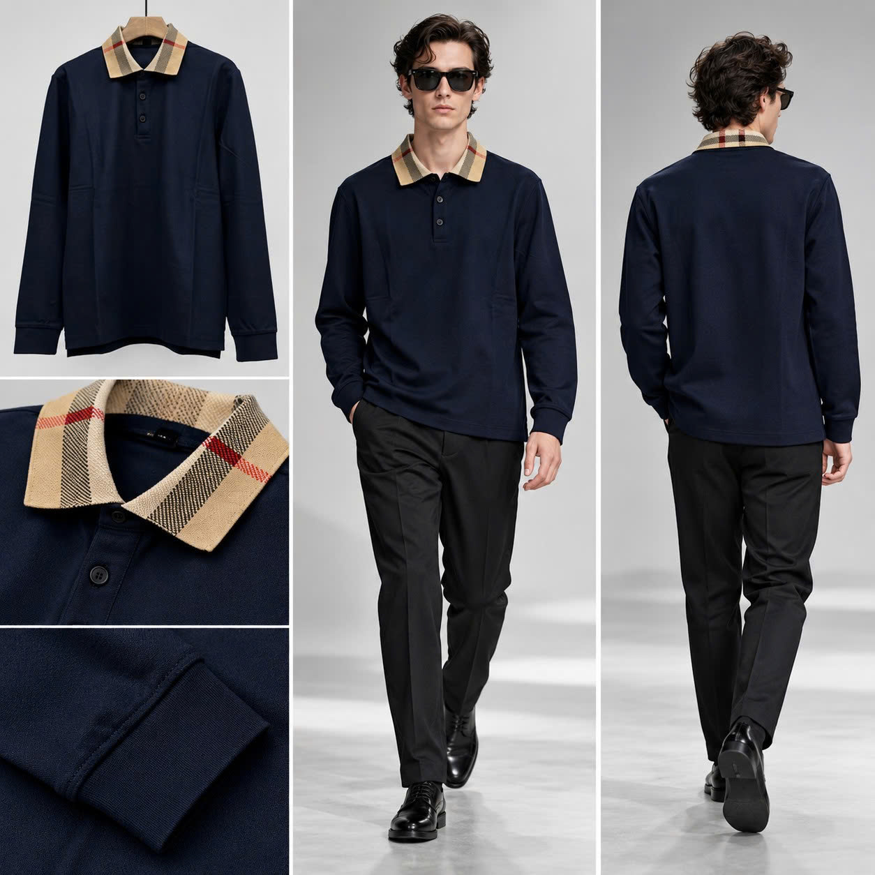 ÁO POLO BURBERRY DÀI TAY NAVY L91023453