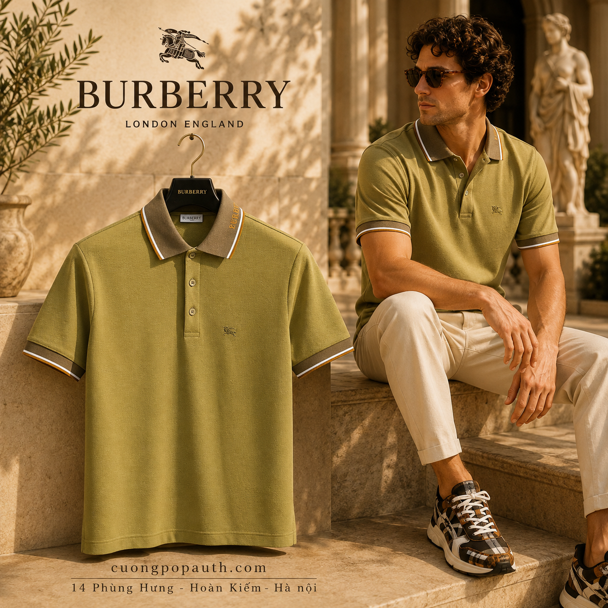 ÁO POLO BURBERRY XANH CỐM K752