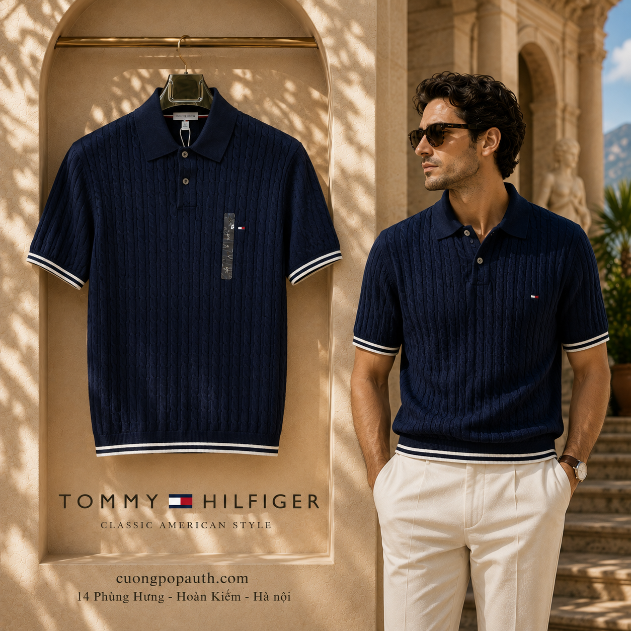 ÁO POLO DỆT KIM TOMMY HILFGER NAVY K2913