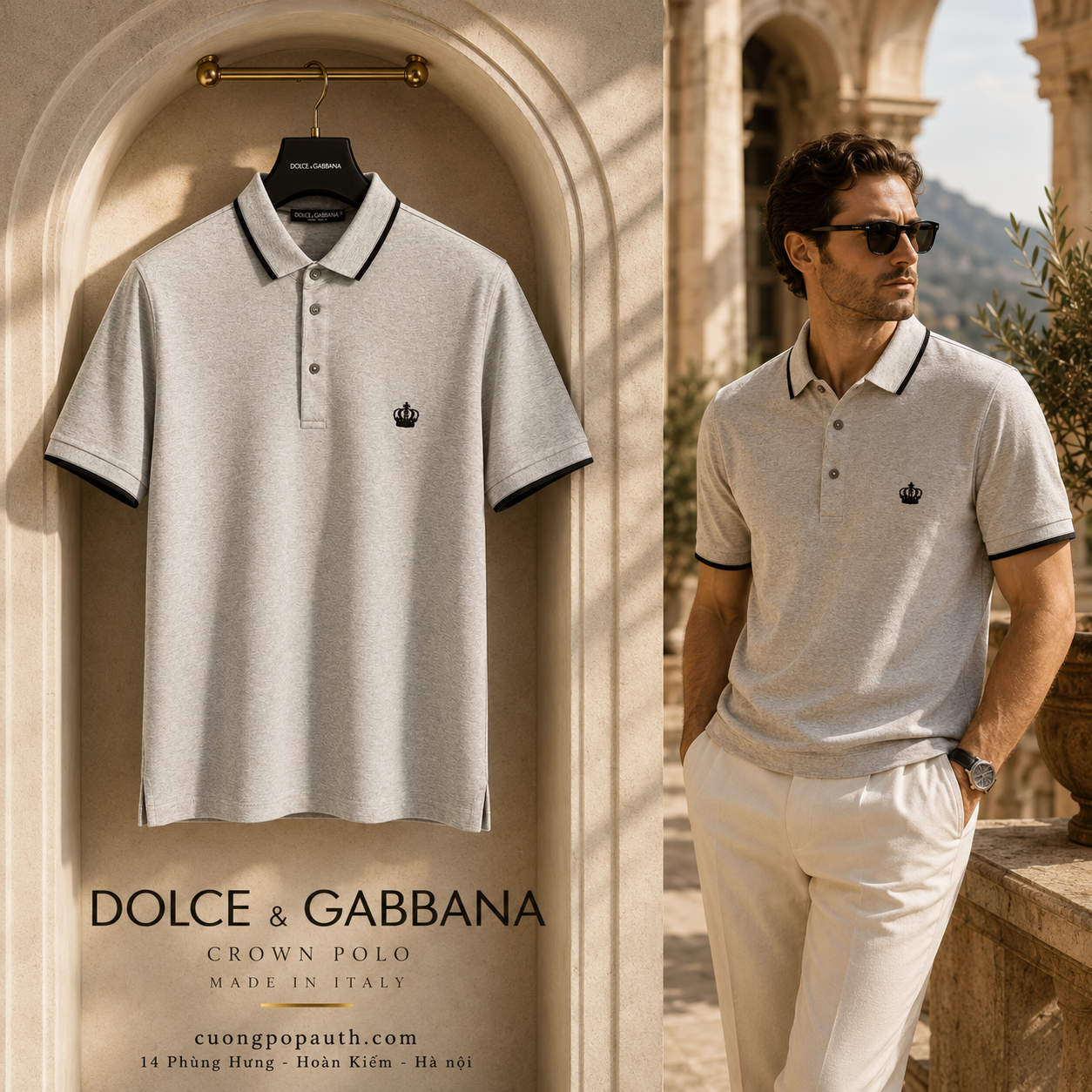 ÁO POLO DOLCE XÁM LOGO VƯƠNG MIỆN T553