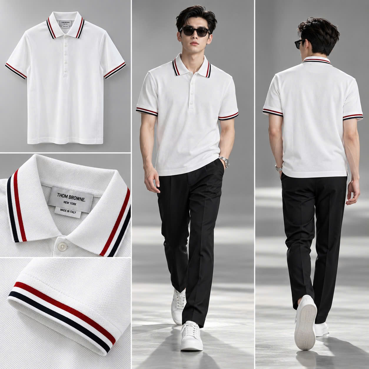 ÁO POLO THOM BROWNE TRẮNG K102253