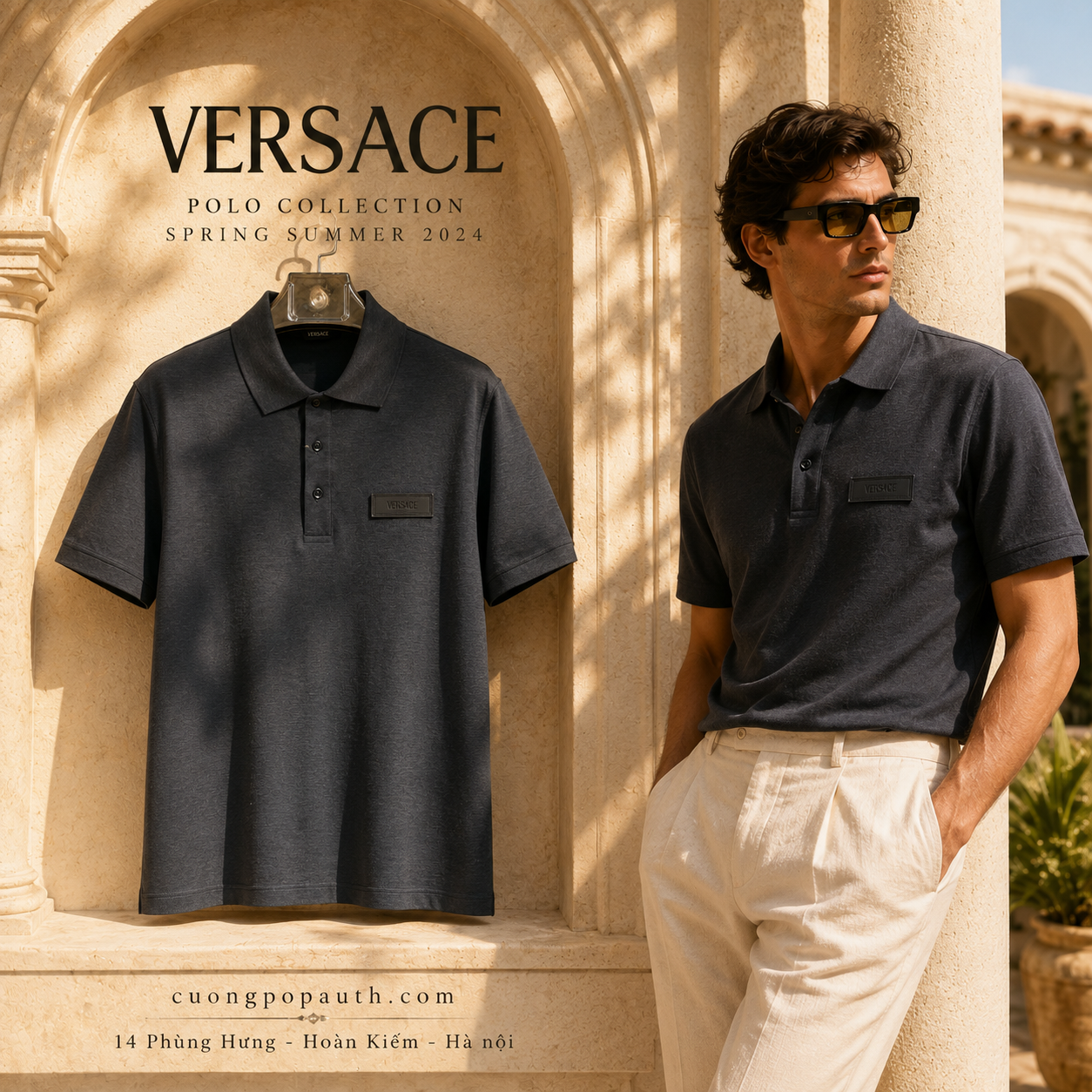 ÁO POLO VERSACE XÁM TAG DA K912