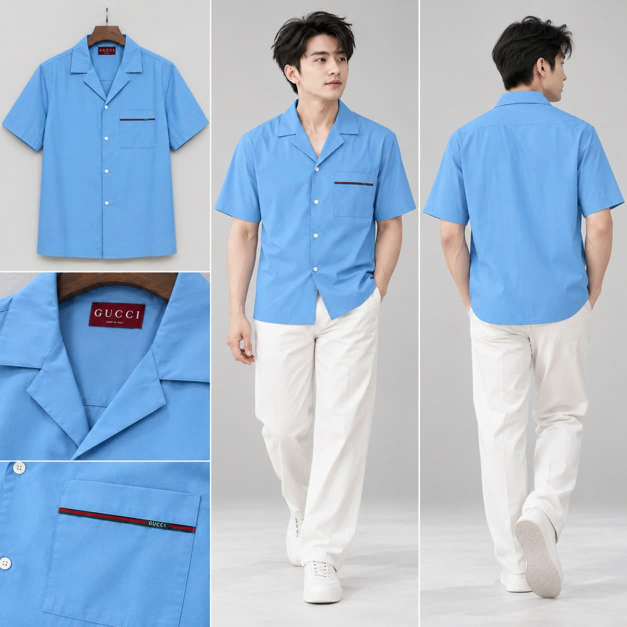 ÁO SƠ MI GUCCI XANH BLUE T2266994488