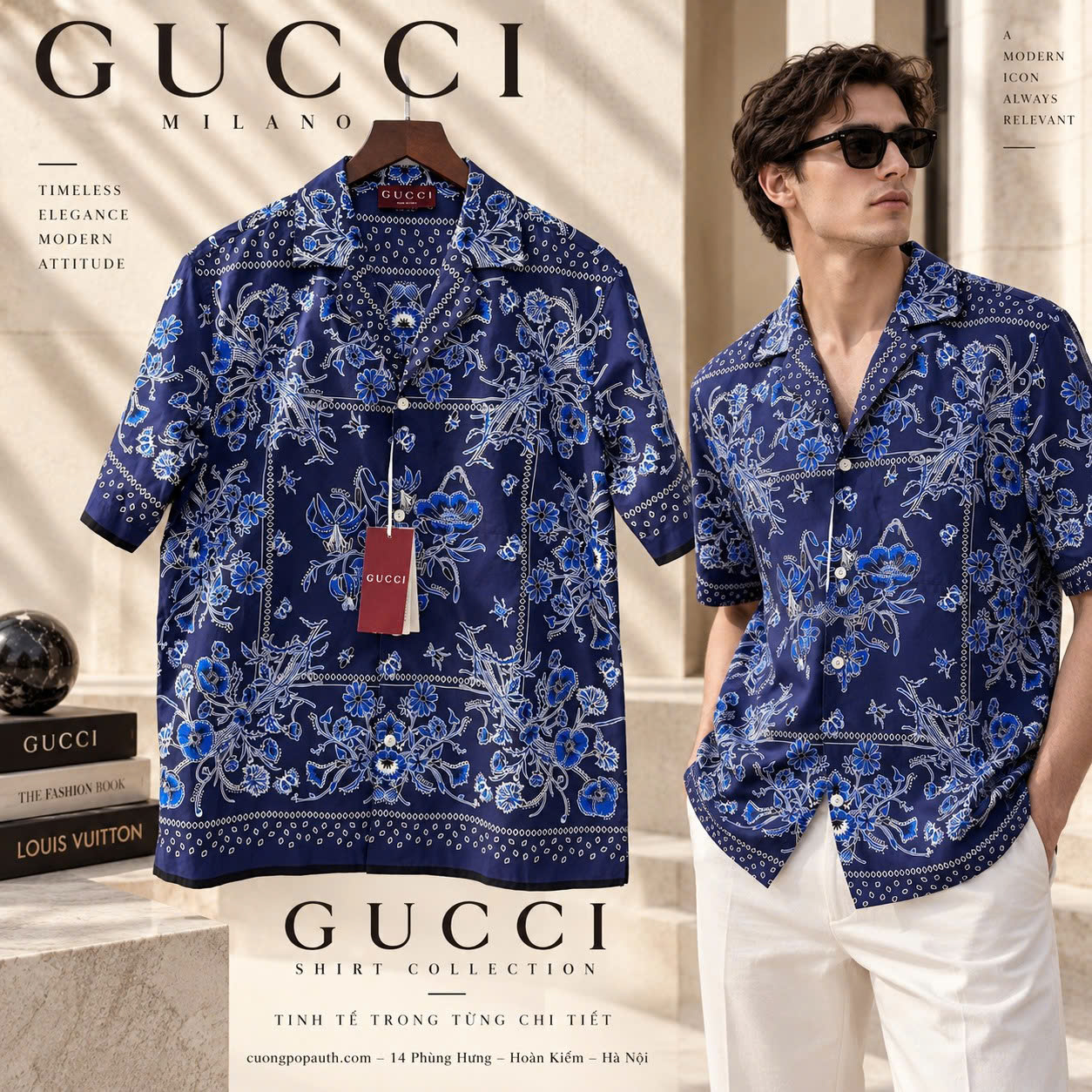 ÁO SƠ MI GUCCI XANH L55492
