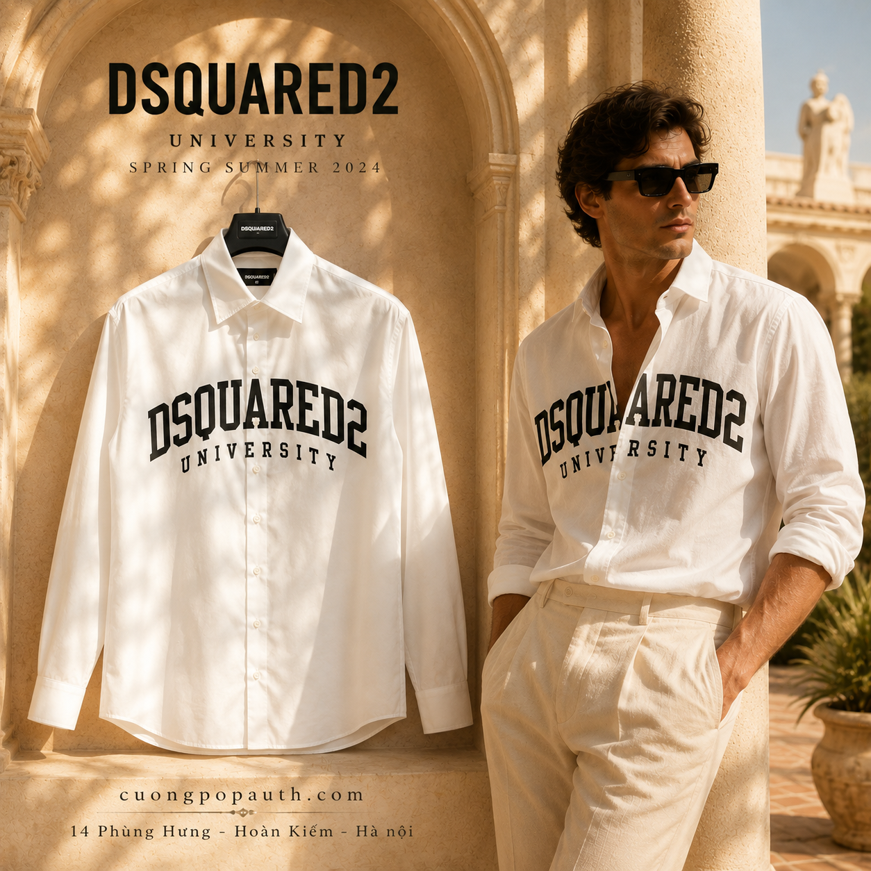 ÁO SƠ MI TRẮNG DSQUARED2 K326