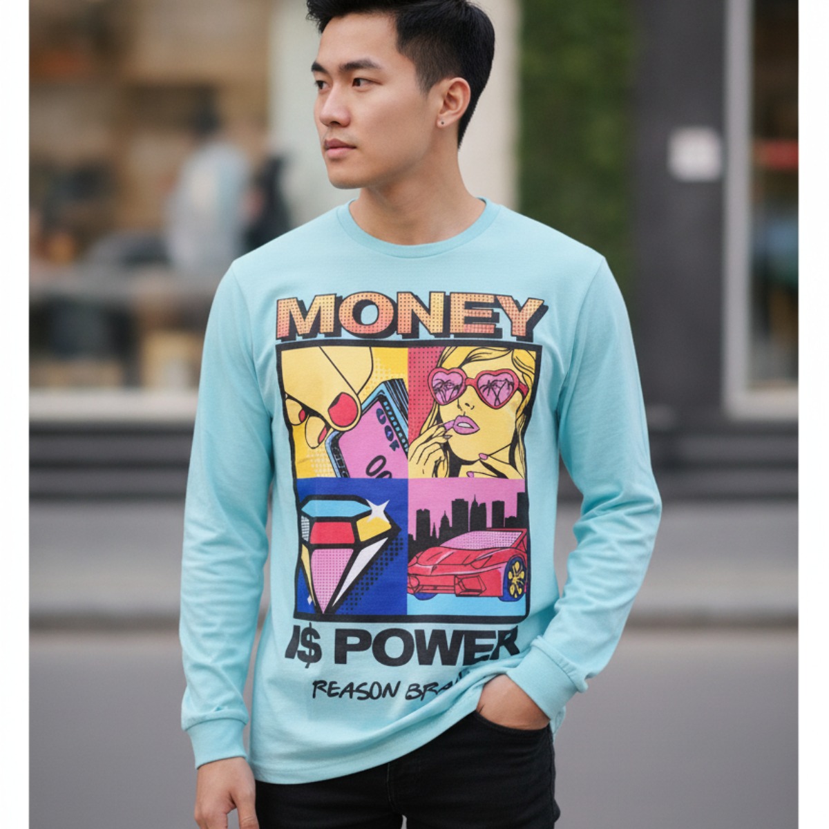 ÁO THUN DÀI TAY REASON TEAL I$ POWER FQ1-10