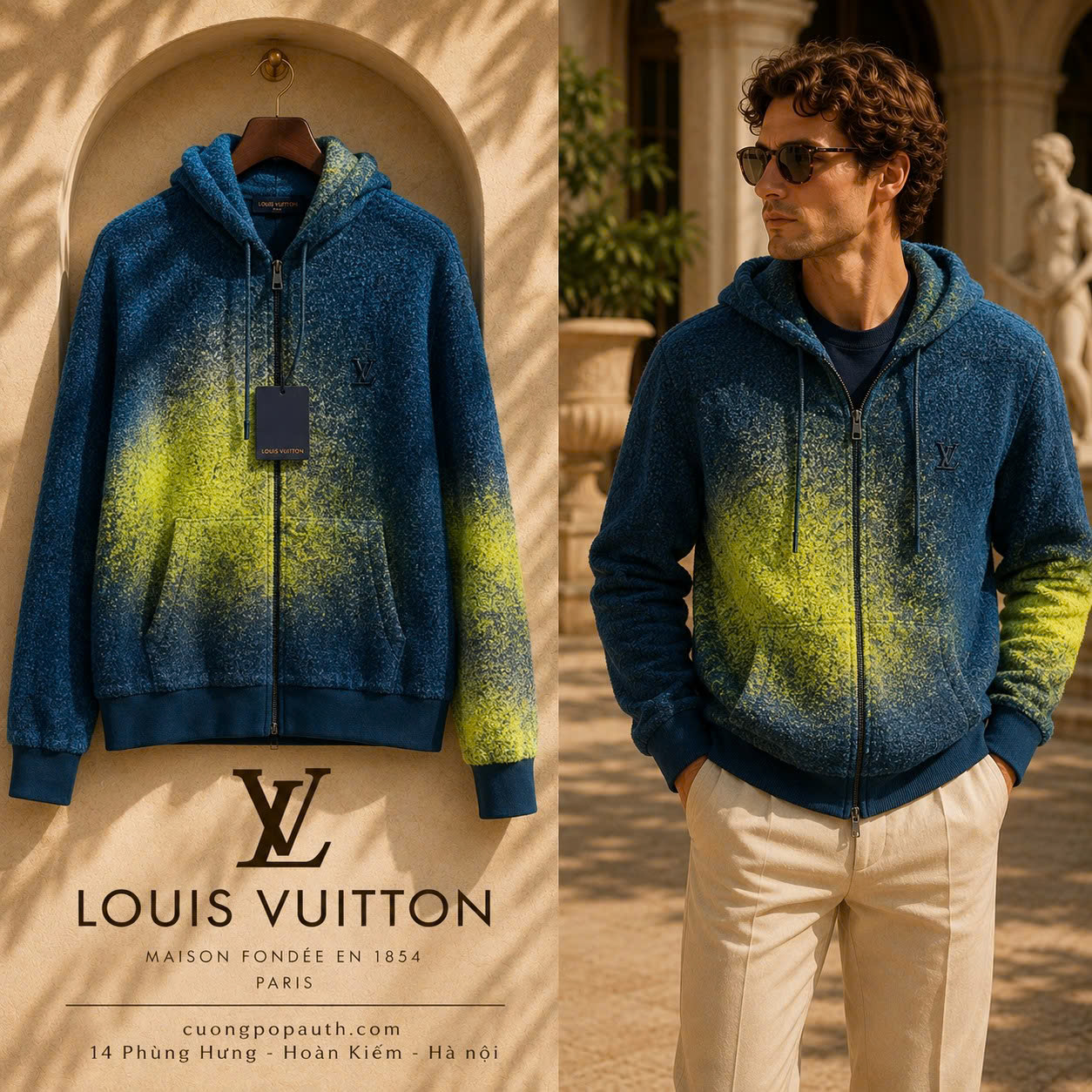 ÁO ZIP HODDIE LOUIS VUITTON L1356
