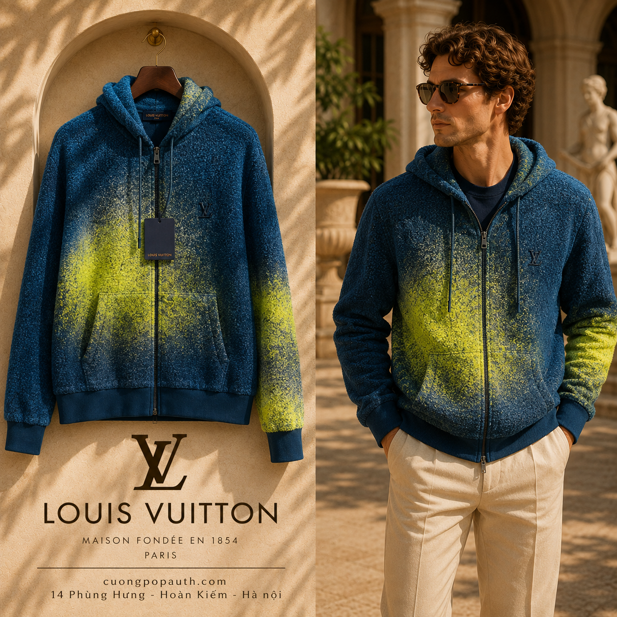 ÁO ZIP HODDIE LOUIS VUITTON L1356